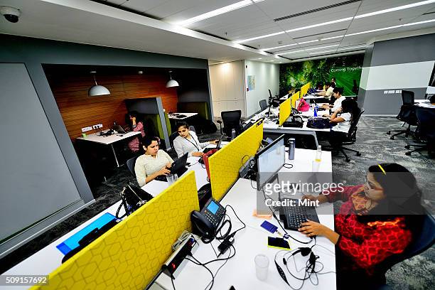 Women employees working in a office of Microsoft on May 7, 2014 in Gurgaon, India.