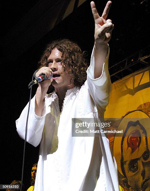 The Polyphonic Spree open for the 100th date of David Bowie's Reality Tour at the Borgata Casino and Spa May 30, 2004 in Atlantic City, New Jersey.