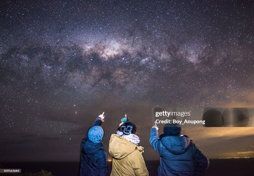 Milky way galaxy in the starry night.