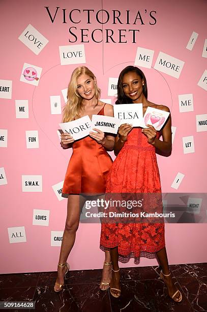 Victoria's Secret Angels Jasmine Tookes and Elsa Hosk reveal their hottest Valentine's Day gift picks on February 9, 2016 in New York City.