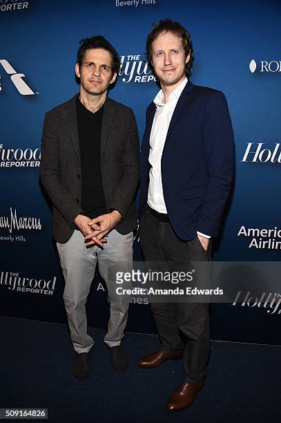 Actor Geza Rhrig and director Laszl Nemes arrive at The Hollywood Reporter's 4th Annual Nominees Night at Spago on February 8, 2016 in Beverly Hills,...