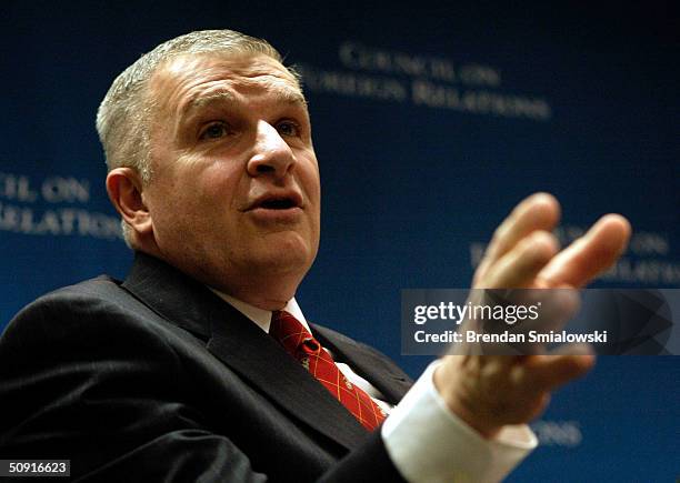 Anthony Zinni, former Commander-in-Chief of CENTCOM, speaks during a discussion June 1, 2004 in Washington, DC. The discussion with the authors of...