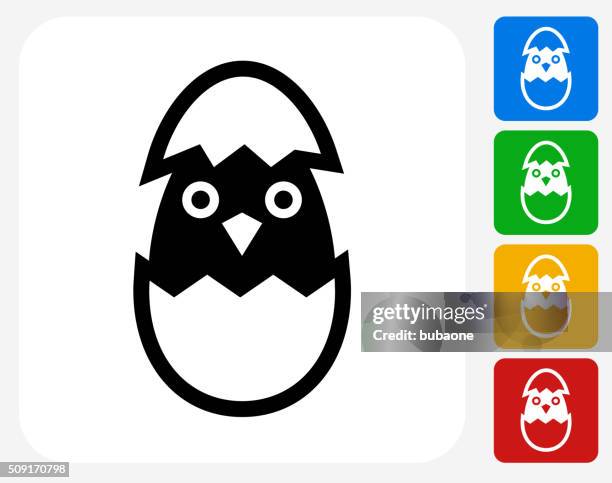 hatching bird icon flat graphic design - cracked egg stock illustrations