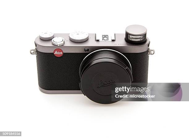 new leica x1 camera, isolated on white backgrtound - leica camera stock pictures, royalty-free photos & images