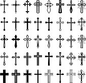 Christian cross icons set