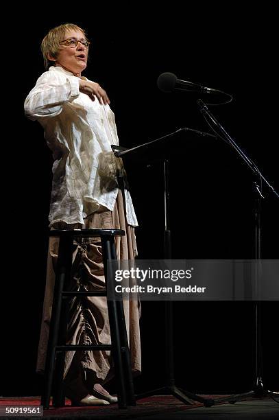 Actress Mary Beth Hurt reads a short story at the Symphony Space with David Sedaris presents selected shorts June 2, 2004 in New York City.