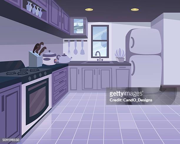 ausgestattete küche - kitchen tiles stock-grafiken, -clipart, -cartoons und -symbole