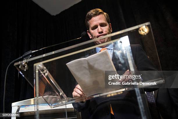 Rep. Robert Dold , speaks at an event unveiling a multi-state program to combat opioid abuse in the U.S. At a Walgreens store on February 9, 2016 in...