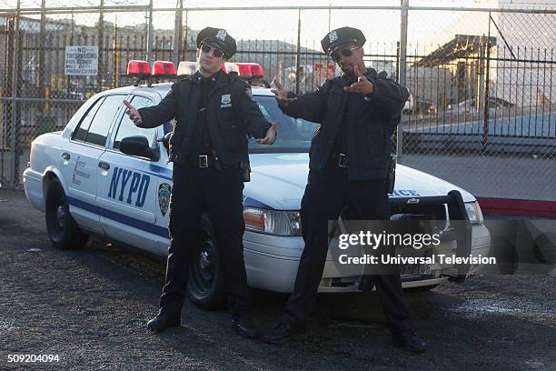 The Nine-Eight" Episode 315 -- Pictured: Andy Samberg as Jake Peralta, Damon Wayans Jr. As Stevie --