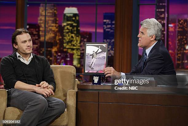 Episode 2935 -- Pictured: Actor Heath Ledger during an interview with host Jay Leno on May 16, 2005 --