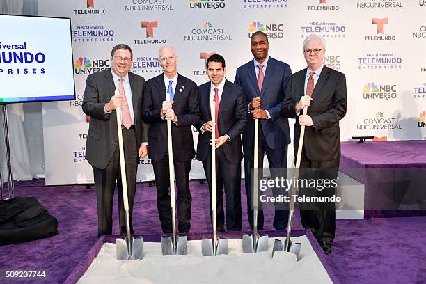 Pictured: David L. Cohen, Senior Executive Vice President and Chief Diversity Officer, Comcast Corporation; Florida Governor Rick Scott; Cesar Conde,...