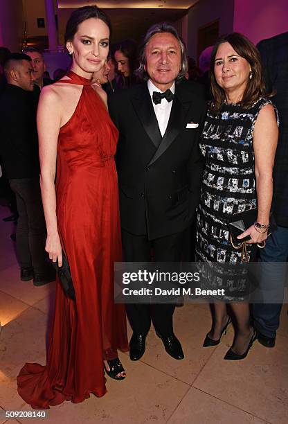 Yana Max, Leon Max and Alexandra Shulman attend a private view of "Vogue 100: A Century of Style" hosted by Alexandra Shulman and Leon Max at the...
