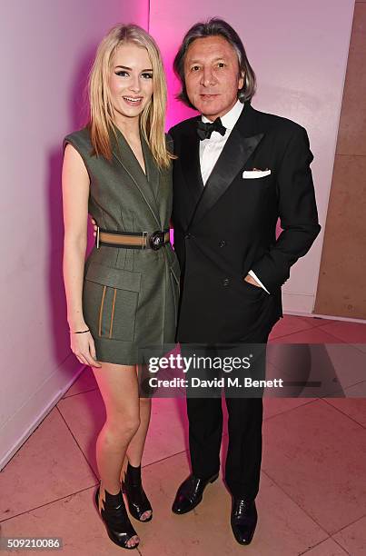 Lottie Moss and Leon Max attend a private view of "Vogue 100: A Century of Style" hosted by Alexandra Shulman and Leon Max at the National Portrait...