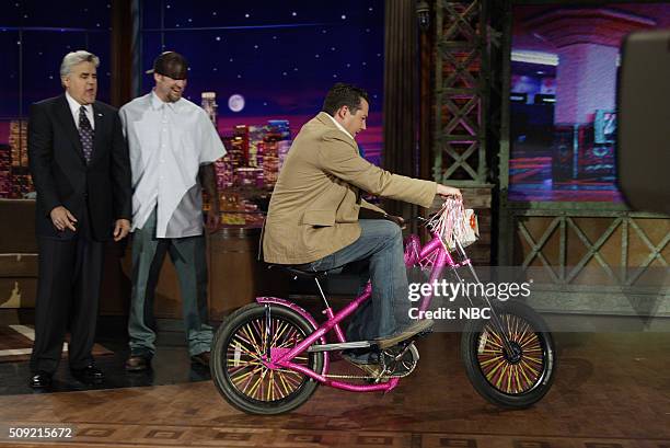 Episode 2948 -- Pictured: Host Jay Leno, TV personality Jesse James, and TV personality Ross Mathews on June 9, 2005 --