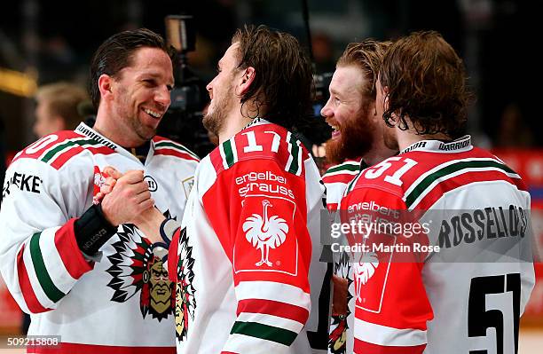 Joel Lundqvist of Gothenburg celebrates after winning the Champions Hockey League final game between Karpat Oulu and Frolunda Gothenburg at Oulun...