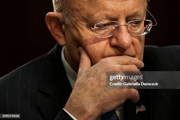 Director of National Intelligence James Clapper testifies before the Senate Intelligence Committee at the Hart Senate Building on February 9, 2016 in...