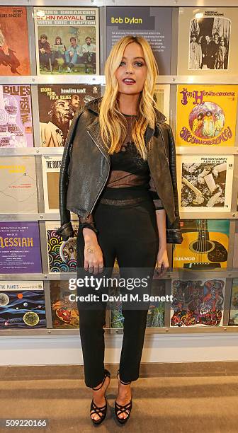 Laura Whitmore attends a private view of "Hendrix At Home" at Jimi Hendrix's restored former Mayfair flat on February 9, 2016 in London, England.
