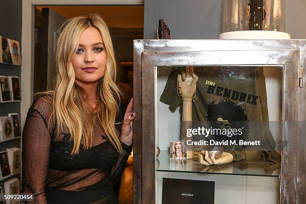 Laura Whitmore attends a private view of "Hendrix At Home" at Jimi Hendrix's restored former Mayfair flat on February 9, 2016 in London, England.