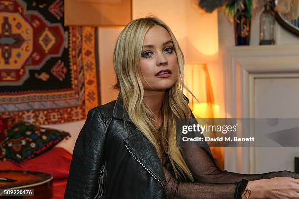 Laura Whitmore attends a private view of "Hendrix At Home" at Jimi Hendrix's restored former Mayfair flat on February 9, 2016 in London, England.