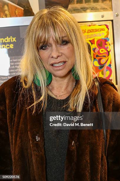 Jo Wood attends a private view of "Hendrix At Home" at Jimi Hendrix's restored former Mayfair flat on February 9, 2016 in London, England.