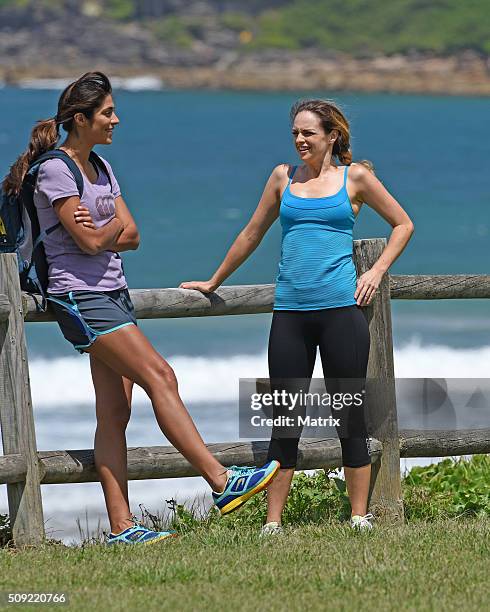 Pia Miller and Penny McNamee filming Home and Away on February 9, 2016 in Sydney, Australia.