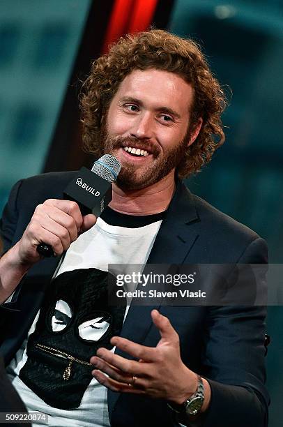 Actor TJ Miller visits AOL Build Speaker Series to discuss their new film "Deadpool" at AOL Studios In New York on February 9, 2016 in New York City.