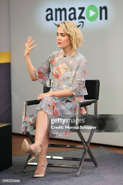 Actress Sarah Paulson appears On IMDb Asks on February 9, 2016 in New York City.