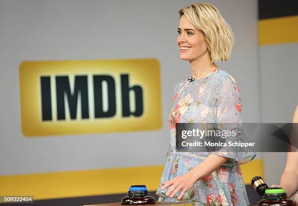 Actress Sarah Paulson appears On IMDb Asks on February 9, 2016 in New York City.