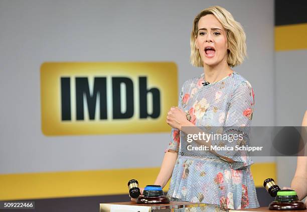 Actress Sarah Paulson appears On IMDb Asks on February 9, 2016 in New York City.