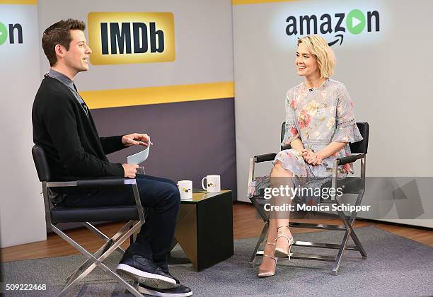 IMDb Asks host Ben Lyons speaks with actress Sarah Paulson on IMDb Asks on February 9, 2016 in New York City.
