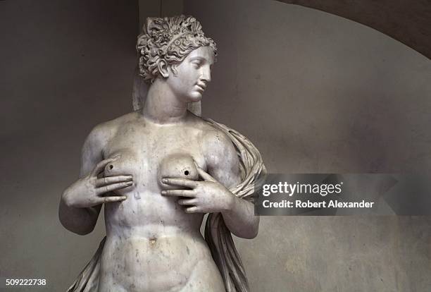 Detail view of the 16th century monumental 'Fountain for the Sala Grande' shows Venus, whose breasts once gushed steams of water. The marble fountain...