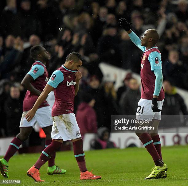 Angelo Ogbonna of West Ham United scores the winning goal the winning goal during the Emirates FA Cup Fourth Round Replay between West Ham United and...