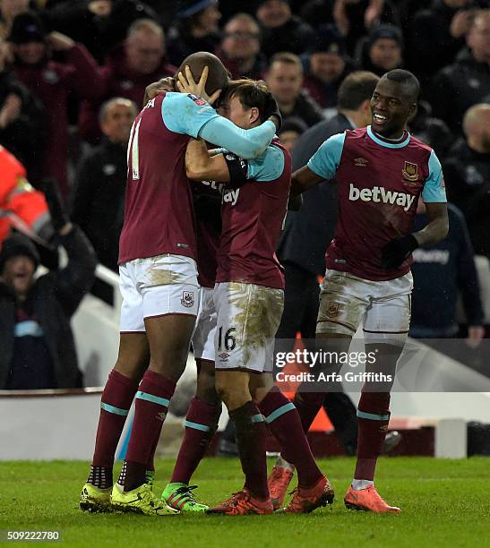 Angelo Ogbonna of West Ham United scores the winning goal the winning goal during the Emirates FA Cup Fourth Round Replay between West Ham United and...