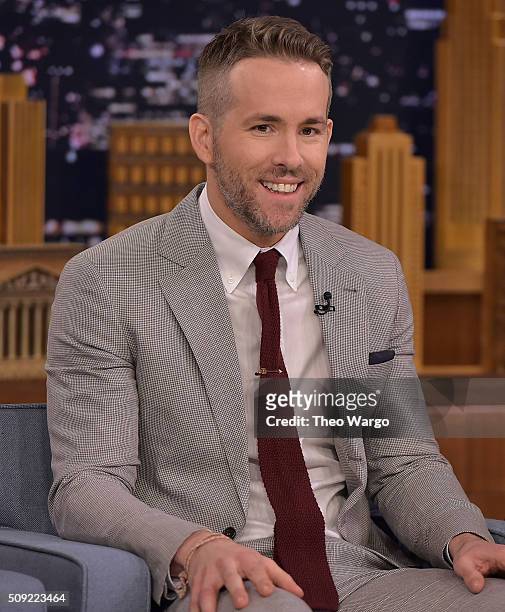 Ryan Reynolds Visits "The Tonight Show Starring Jimmy Fallon" at NBC Studios on February 9, 2016 in New York City.