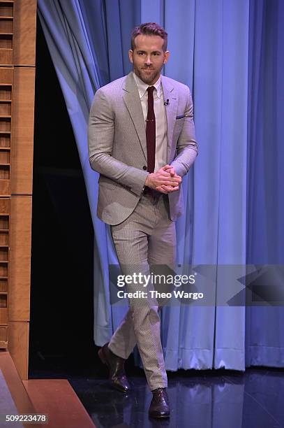 Ryan Reynolds Visits "The Tonight Show Starring Jimmy Fallon" at NBC Studios on February 9, 2016 in New York City.