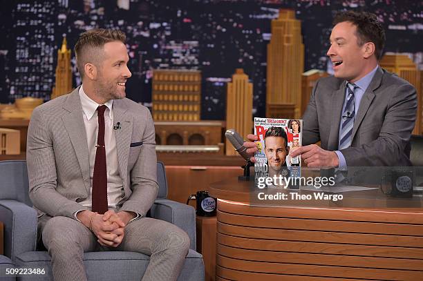 Ryan Reynolds Visits "The Tonight Show Starring Jimmy Fallon" at NBC Studios on February 9, 2016 in New York City.