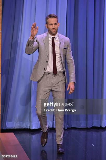 Ryan Reynolds Visits "The Tonight Show Starring Jimmy Fallon" at NBC Studios on February 9, 2016 in New York City.
