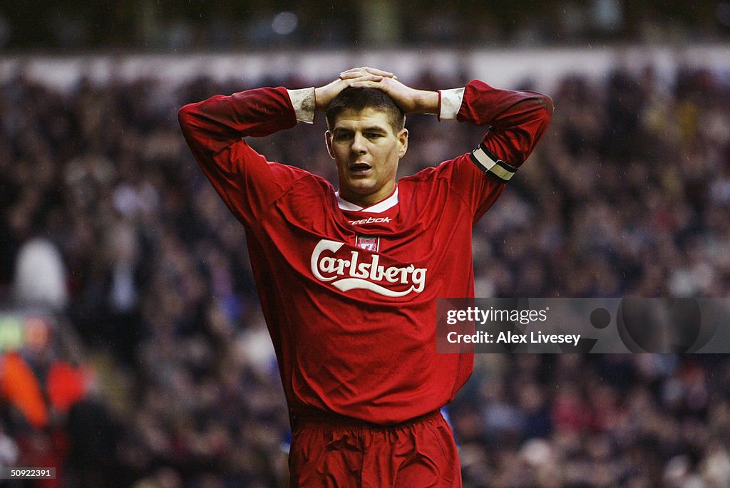Anguish for Steven Gerrard of Liverpool...
