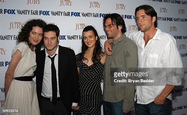 Actors Shalom Harlow, Adam Busch, Cote De Pablo, Billy Burke and Jeff Hephner arrive to the "The Jury" launch party on June 3, 2004 in New York City.