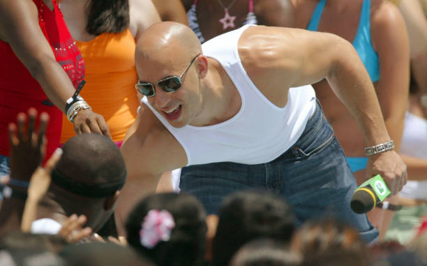 Actor Vin Diesel attends MTV's "TRL Beach House: Summer on the Run" on June 3, 2004 in Long Beach, California.