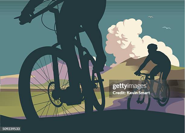 ilustraciones, imágenes clip art, dibujos animados e iconos de stock de bicicletas de montaña - bici de montaña