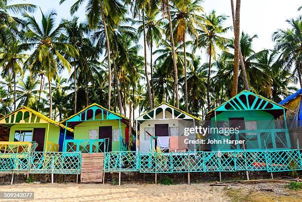 beach huts in goa, konkan, india - palolem beach stock pictures, royalty-free photos & images