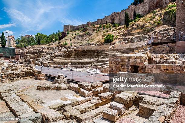 roman theatre alcazaba malaga - alcazaba of málaga stock pictures, royalty-free photos & images