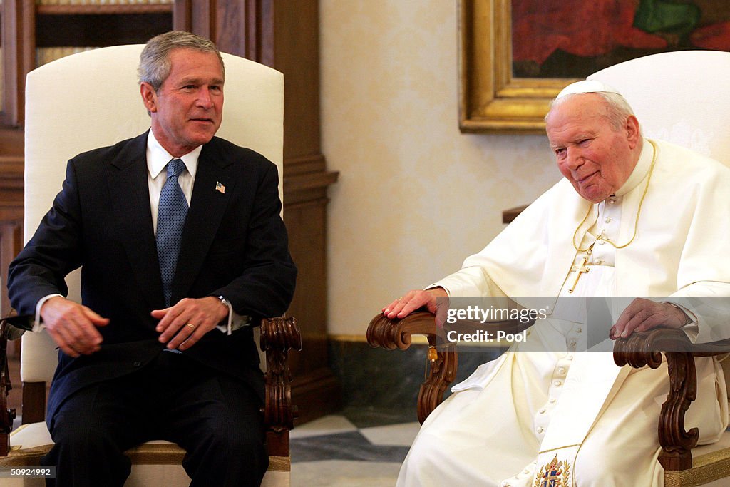 U.S. President Bush Has Private Audience With The Pope At The Vatican