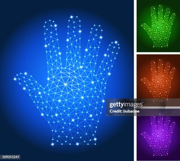 palm on triangular nodes connection structure vector art - computer hardware engineer stock illustrations