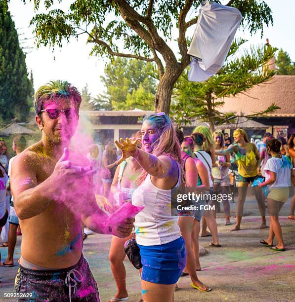 holi garden festival - sant antoni de portmany stock pictures, royalty-free photos & images