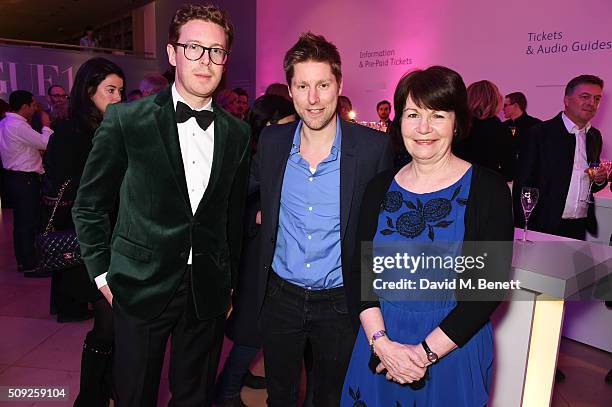 Nicholas Cullinan, Christopher Bailey and guest attend a private view of "Vogue 100: A Century of Style" hosted by Alexandra Shulman and Leon Max at...