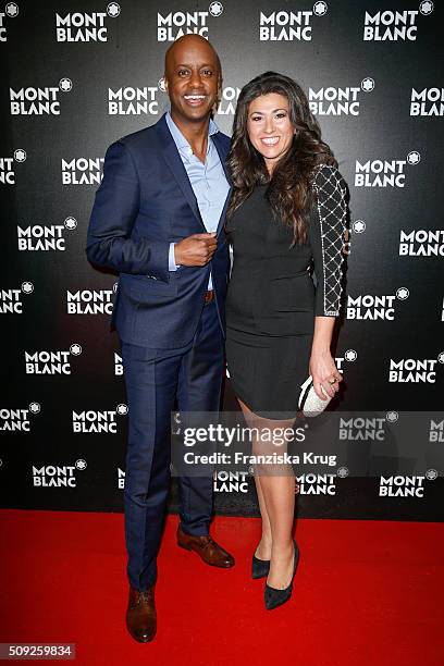Yared Dibaba abd his wife Fernanda Dibaba attend the Montblanc House Opening on February 09, 2016 in Hamburg, Germany.