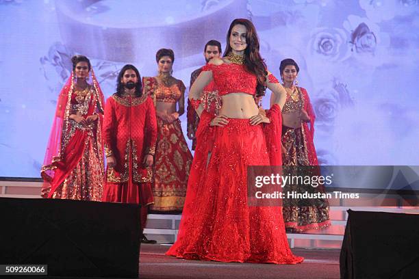 Bollywood actor Ameesha Patel during the Swarovski Gemstones National Jewellery Awards 2015-16 on February 6, 2016 in Mumbai, India.