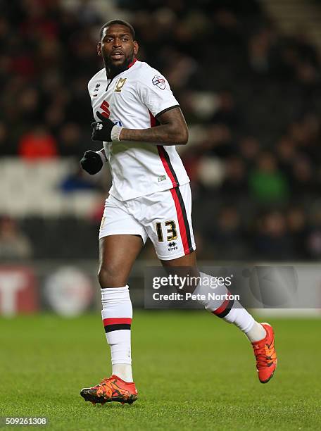 Jay Emmanuel-Thomas of Milton Keynes Dons in action during the Sky Bet Championship match between Milton Keynes Dons and Middlesbrough at StadiumMK...